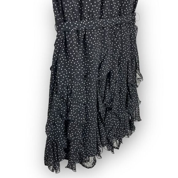 LC Lauren Conrad Dress Black White Polka Dot Ruffle Flutter Women’s Size 8 Small - Picture 11 of 12